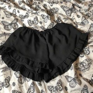 Black ruffle shorts
